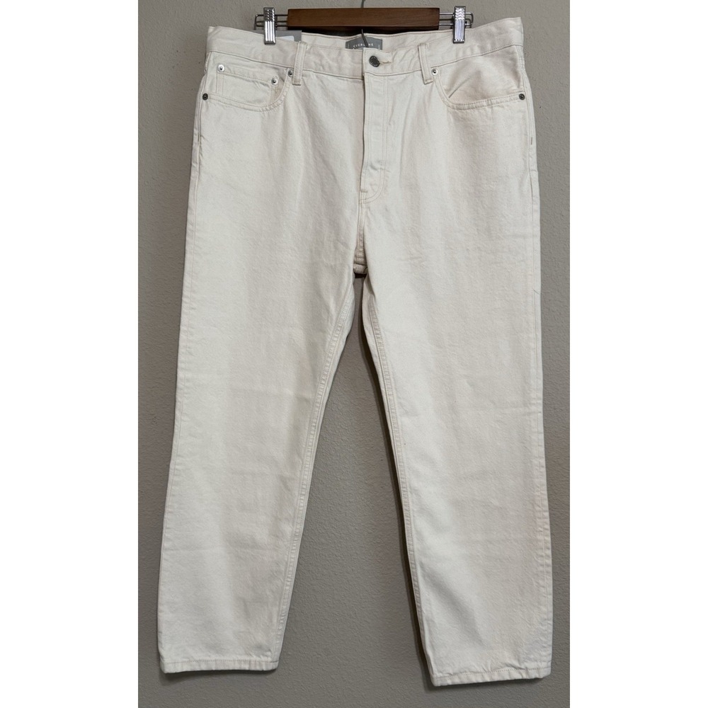 EVERLANE Rigid SLOUCH Jeans Button Up Ecru‎ Cream 31 Straight Organic Cotton